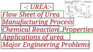 Flow sheet of urea, Manufacturing process of urea, chemical reaction,uses, properties, Major engg.