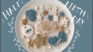 《アイシングクッキー》ハーフバースデークッキー、ニット柄、マーブルetc.作り方‖Icing cookies of half birthday '