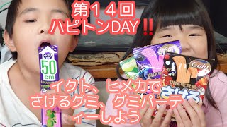 ハピトンDAY‼️イクト、ヒメカで「さけるグミ」と「グミパーティー 」しよう‼️