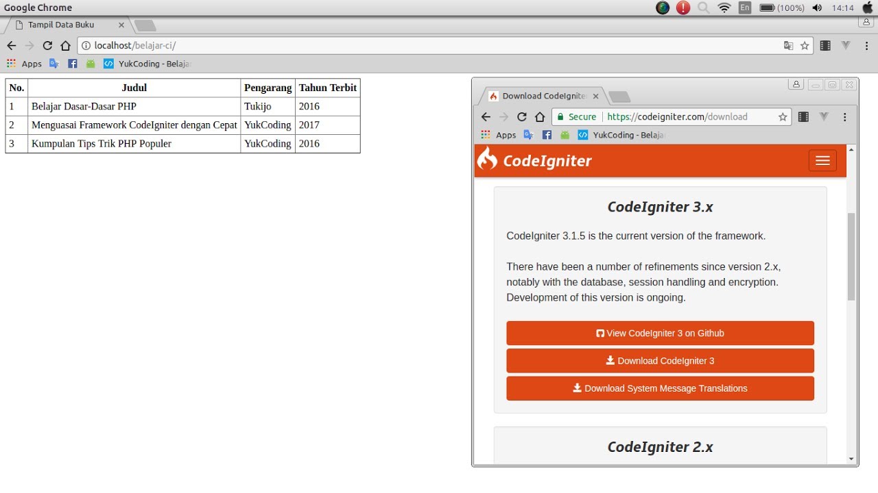 Tampil Data Dengan Codeigniter 3 Mariadb 2 Youtube