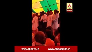 Stage collapsed during bjp holi  milan programme in sambhal