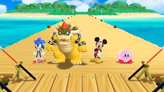 Mario Party 9 Minigames - Bowser Vs Sonic Vs Mickey Mouse Vs Kirby (Master Difficulty)