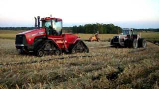 VID#1 CASE IH QuadTrac 530 \u0026 White 4-270 pulling tiling trencher. Over 800 hp combined!