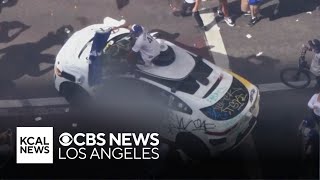 Man falls from parking garage during Dodger World Series celebrations