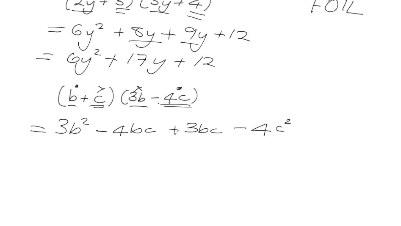 Alg Expr 9.5: The Product Of Two Binomials - YouTube