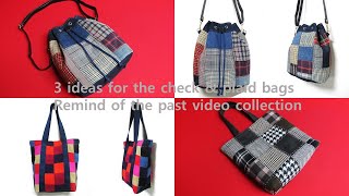 DIY체크와 플레이드를 활용한 3종류 아이디어!/3 ideas for the check \u0026 plaid bags/tote bag