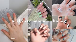 how i do GEL NAIL EXTENSIONS at home using Amazon products! (korean nail art)