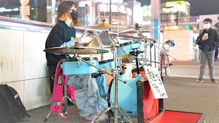 チャンネル登録者数2万7千人超えのドラマー「青空 フミ」さん（Japanese drummer Fumi Aozora）川崎路上ライブ  2021年1月23日（日）