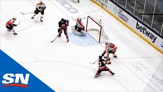 Casey Cizikas Rips One-Timer Past Carter Hart On Wide Open Net