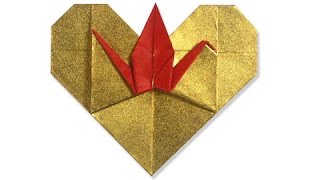 วิธีที่จะทำให้พับเครน - the heart with crane origami