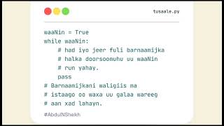 Python, Af-Soomaali while loop