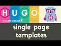 Single Page Templates | Hugo - Static Site Generator | Tutorial 13
