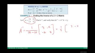 MATH002, 11.3 Inverses of Matrices and Matrix Equations