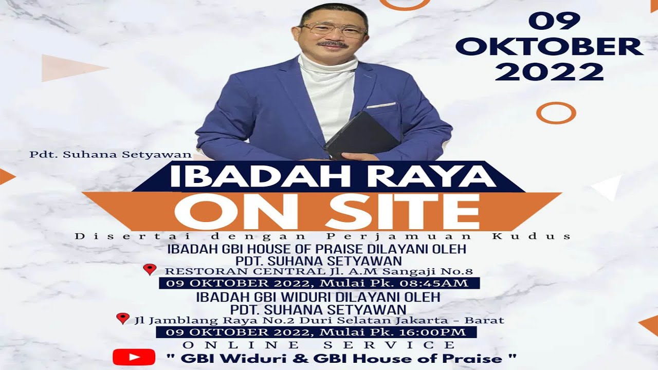 Ibadah Live Streaming 09 Oktober 2022 Pdt. Suhana Setyawan GBI Widuri ...