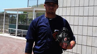 Minnesota Twins RHP prospect Melvi Acosta pitching in EXST 5/27/17 vs Red Sox.