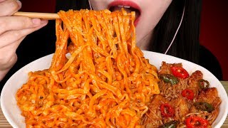 ASMR Spicy Carbo Fire Noodles \u0026 Enoki Mushrooms カルボブルダック炒め麺 \u0026 エノキ茸 까르보불닭볶음면 팽이버섯 먹방 MUKBANG 咀嚼音