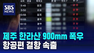 제주 한라산 900mm 폭우…항공편 결항 속출 / SBS