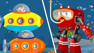 Supercar Rikki underwater to rescue kids marine boat | Best Cars Cartoon videos