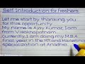 Self-Introduction for Freshers | Pro Handwriting Max