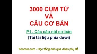 3000 câu nói tiếng Anh thông dụng nhất P1: