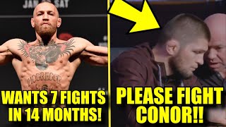 FOOTAGE of Dana Trying to Convince Khabib to FIGHT Conor! McGregor Wants 7 Fights in 14 Months!