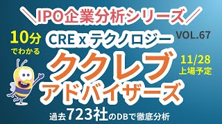 ＼好評！IPO企業分析シリーズ VOL.67／　10分でわかる【ククレブ・アドバイザーズ】　過去723社のデータベースを使ってIPO徹底分析