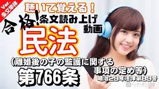 【条文読み上げ】民法 第766条（離婚後の子の監護に関する事項の定め等）【条文単体Ver.】