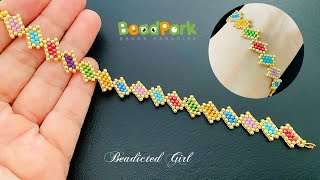 Peyote stitch Bracelet || Beadpark.com Tutorial || #beadpark