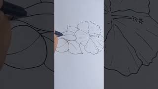 draw a pretty hibiscus w/ me ♡ aesthetic drawing idea for your notebook #shorts #short #flowers