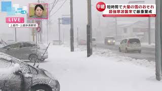 【寒波リポート】上越市の雪の様子、そして新潟駅前では　（24日午後4時現在）