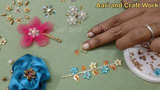 Brooches Class 71//Flower with Leaf Brooches Designs//Brooches blouse designs//Aari and Craft Work