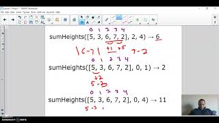 Solution to sumHeights Coding Bat problem