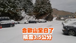 合歡山全白了　積雪3.5公分