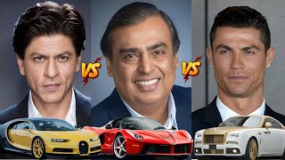 Cristiano Ronaldo Vs Shah Rukh Khan Vs Mukesh Ambani Comparison | Cars Collection | Total Networth
