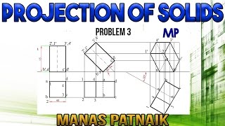 Projection of Solids_Problem 8_Square Prism with axis inclined to HP & edge inclined to VP