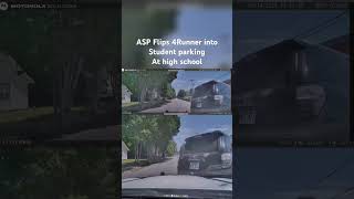 Arkansas state police Flips 4Runner Into Student parking At high school #policechase #police #cops