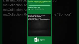 89   Comment ajouter ou supprimer des éléments d'une collenction en VBA Excel