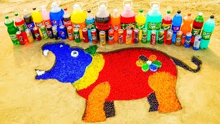 How to make Colorful Hippopotamus with Orbeez, Big Coca Cola & Popular Sodas vs Mentos Underground