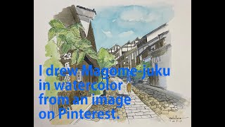 【70才の街角スケッチ】Pinterestの画像を見て、街角をスケッチする。Look at images on Pinterest and sketch streets.