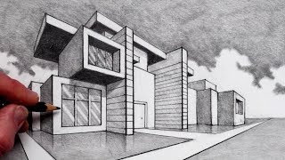 How to Draw in 2-Point Perspective: Modern House