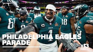 Philadelphia’s parade celebrating the Eagles on their Super Bowl win