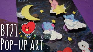 Making a BT21 POP-UP 3D ARTWORK! | Process and small tutorial!~✏✂