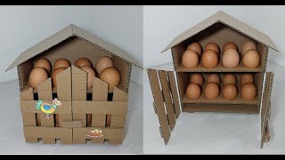 como hacer porta huevos de casita con carton reciclado