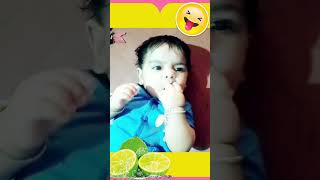 That moment when sweet meets sour—Vihaan's reaction is priceless! 😂🍋 #BabyFirsts #LittleLemonLover