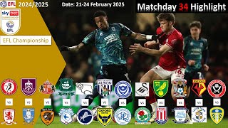 Highlights Summary, Matchday 34, 2024/25 EFL Championship