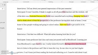 Coding interview transcript: Qualitative inquiry