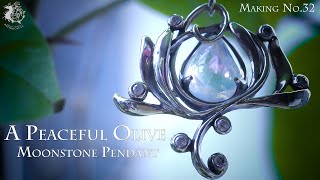 【 彫金】平和のオリーブのペンダントを作る　A peaceful olive moonstone pendant