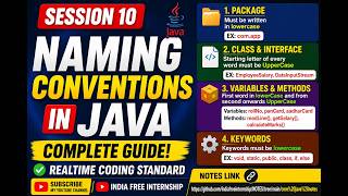 Java Naming Conventions in Java | Package Class Variable Method Rules | Session 10 | Core Java