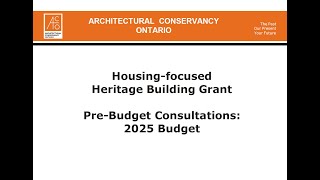 ACO Campaign for a Housing-Focused Heritage Building Grant