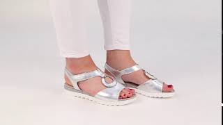 Gabor Ellis Silver Leather Womens Casual Metallic Sandals